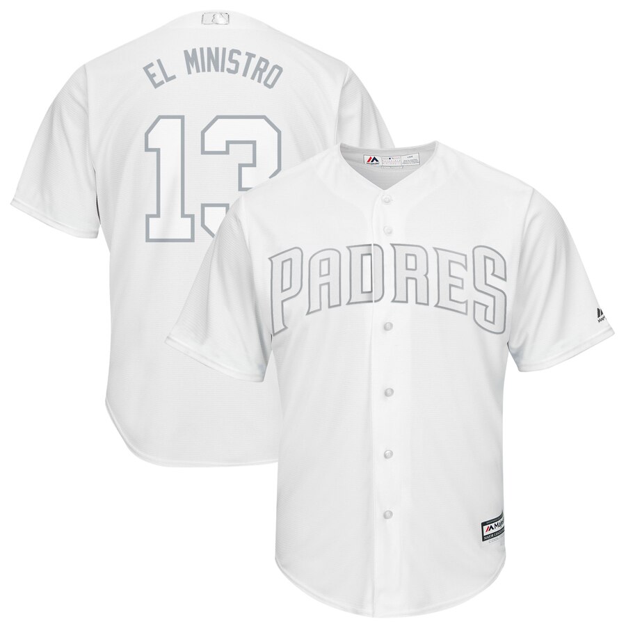 Padres 13 Manny Machado "El Ministro" White 2019 Players' Weekend Player Jersey