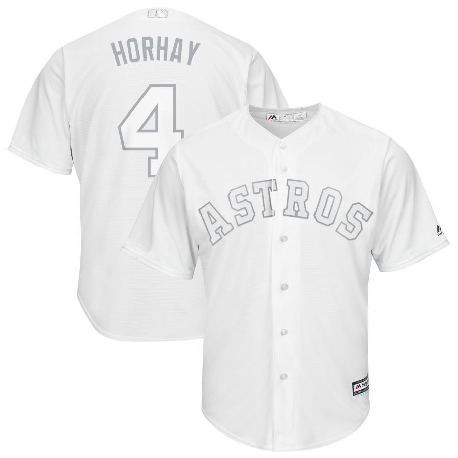 Astros 4 George Springer "Horhay" White 2019 Players' Weekend Player Jersey