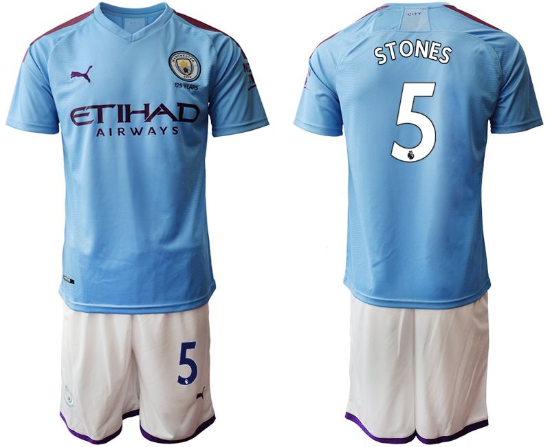 2019-20 Manchester City 5 STONES Home Soccer Jersey