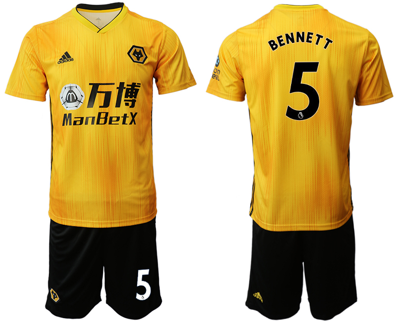 2019-20 Wolverhampton Wanderers 5 BENNETT Home Soccer Jersey - Click Image to Close