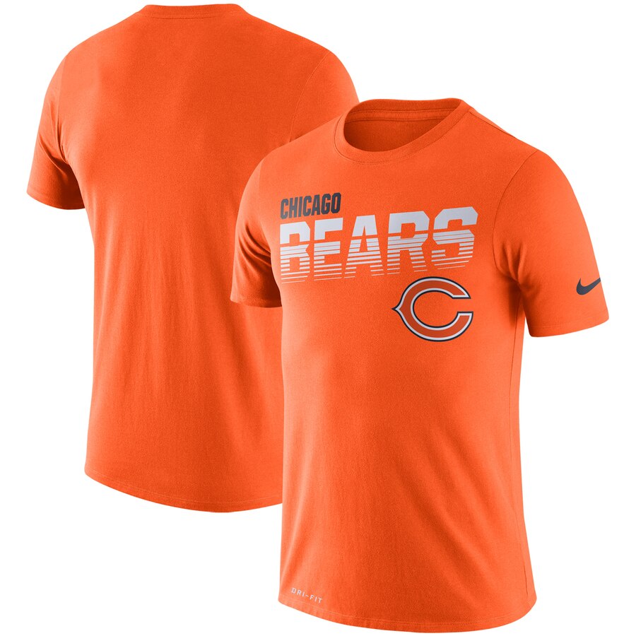 Chicago Bears Nike Sideline Line of Scrimmage Legend Performance T Shirt Orange - Click Image to Close