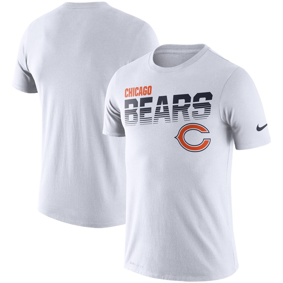 Chicago Bears Nike Sideline Line of Scrimmage Legend Performance T Shirt White - Click Image to Close
