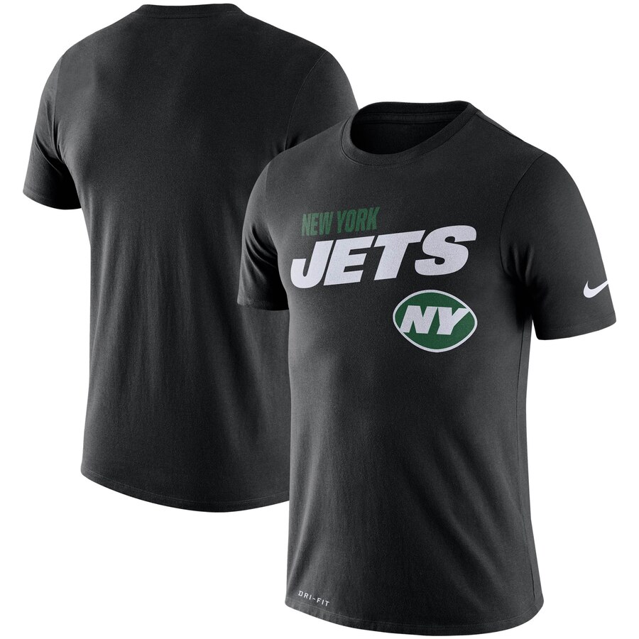 New York Jets Nike Sideline Line of Scrimmage Legend Performance T Shirt Black - Click Image to Close