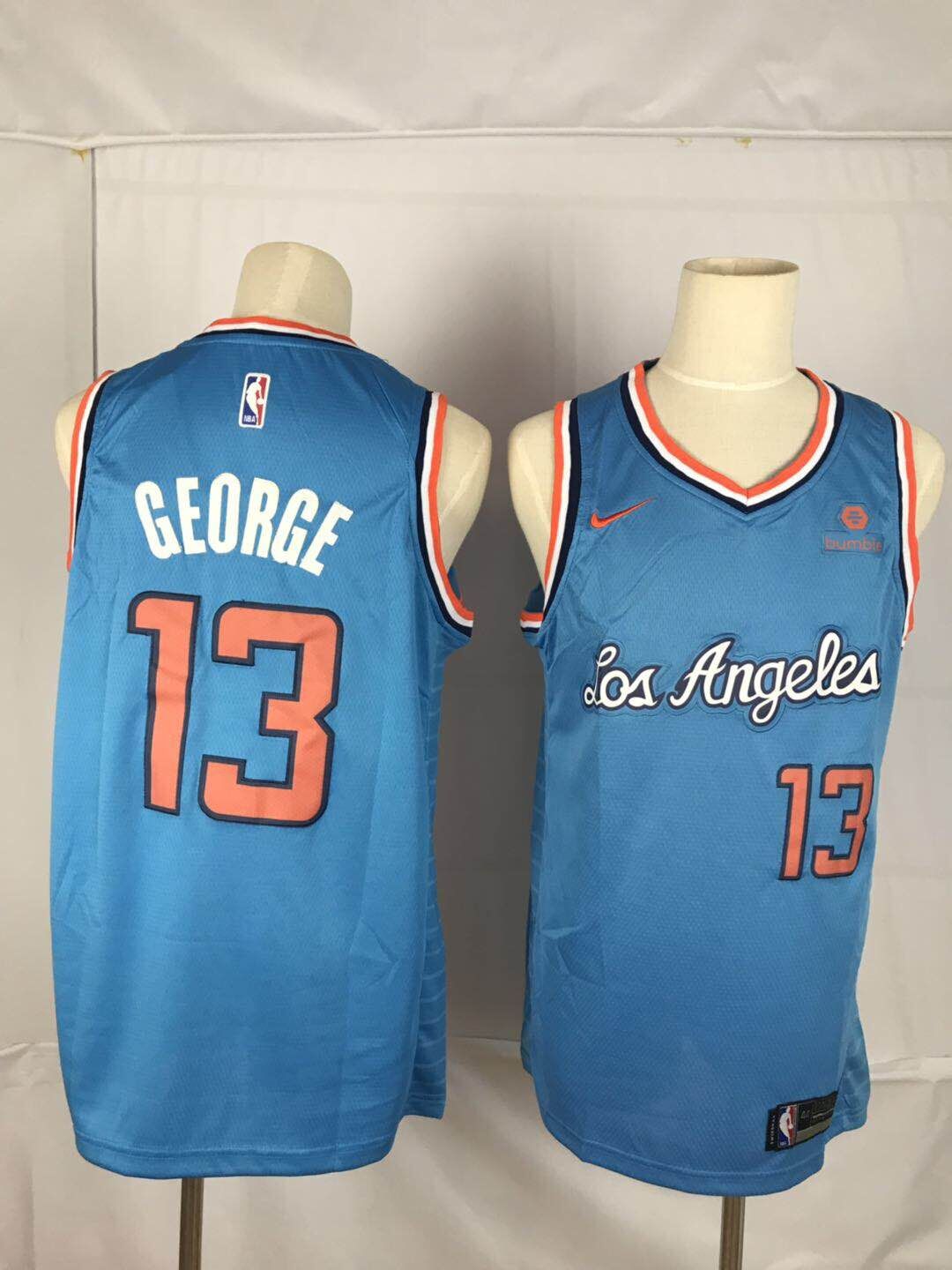 Clippers 13 Paul George Blue Nike Throwback Swingman Jersey