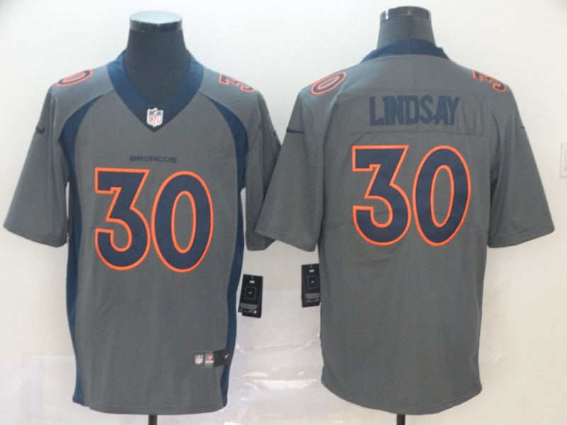 Nike Broncos 30 Phillip Lindsay Gray Inverted Legend Limited Jersey - Click Image to Close