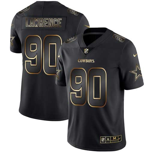 Nike Cowboys 90 DeMarcus Lawrence Black Gold Vapor Untouchable Limited Jersey