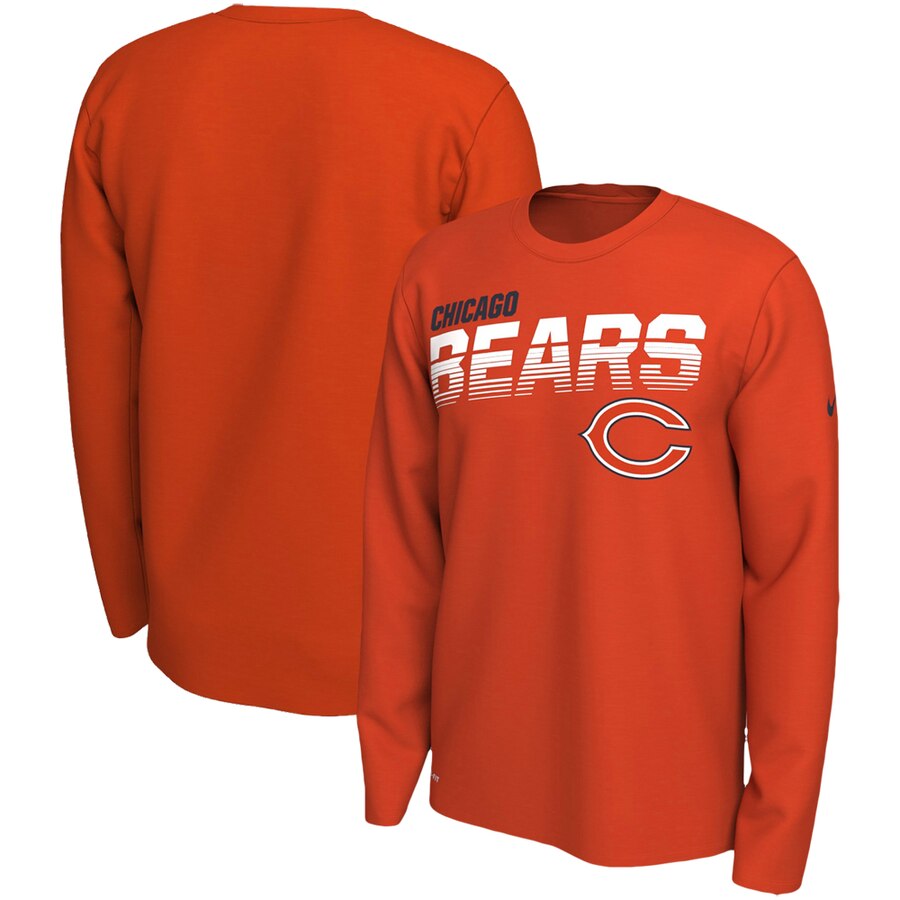 Chicago Bears Nike Sideline Line of Scrimmage Legend Performance Long Sleeve T Shirt Orange