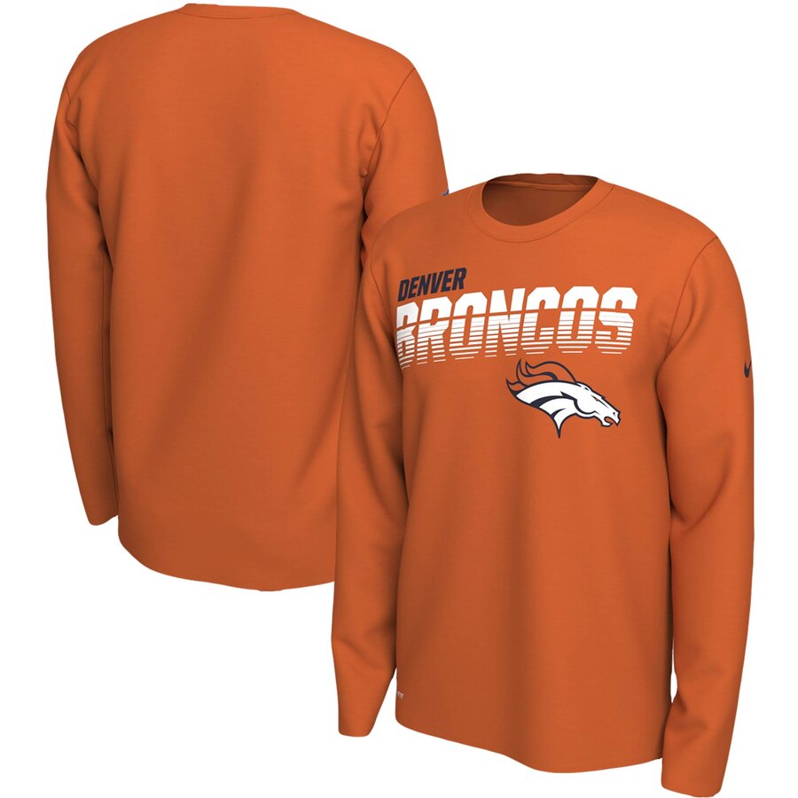 Denver Broncos Nike Sideline Line of Scrimmage Legend Performance Long Sleeve T Shirt Orange