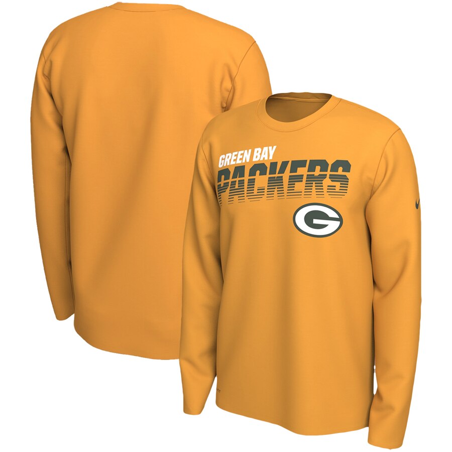 Green Bay Packers Nike Sideline Line of Scrimmage Legend Performance Long Sleeve T Shirt Gold