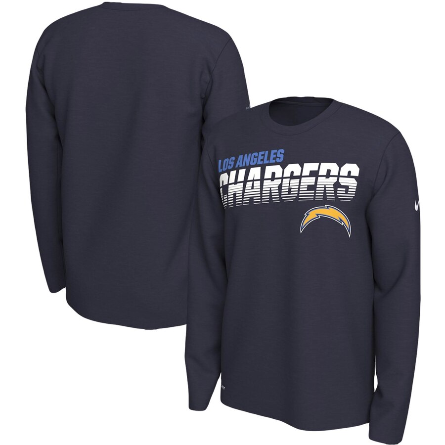 Los Angeles Chargers Nike Sideline Line of Scrimmage Legend Performance Long Sleeve T Shirt Navy - Click Image to Close