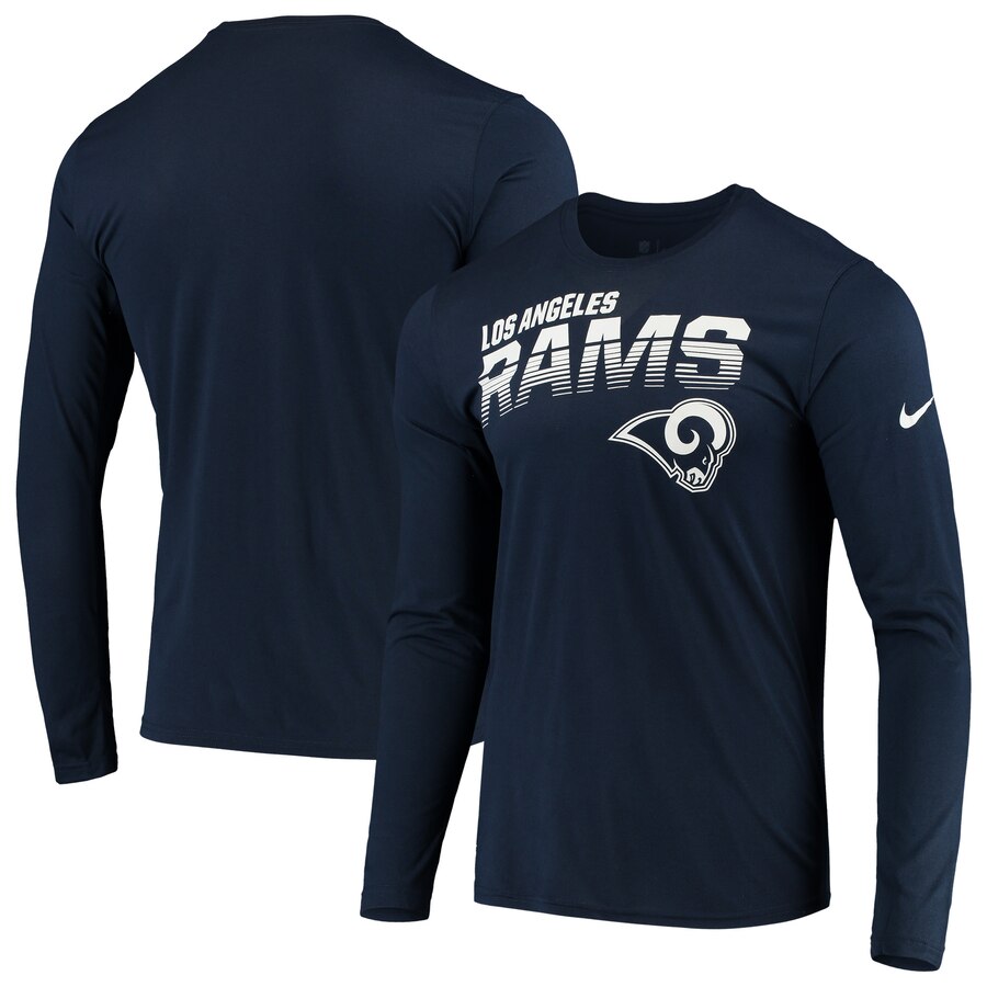 Los Angeles Rams Nike Sideline Line of Scrimmage Legend Performance Long Sleeve T Shirt Navy