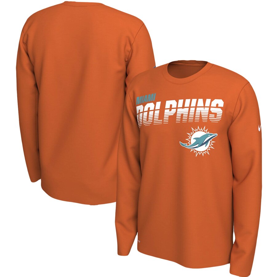 Miami Dolphins Nike Sideline Line of Scrimmage Legend Performance Long Sleeve T Shirt Orange