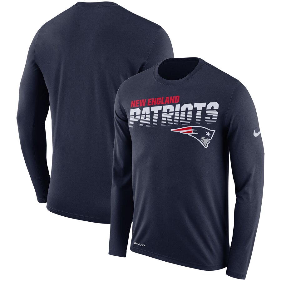 New England Patriots Nike Sideline Line of Scrimmage Legend Performance Long Sleeve T Shirt Navy