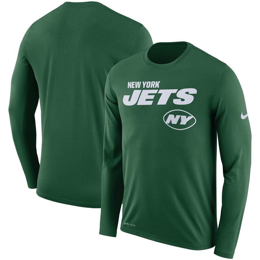 New York Jets Nike Sideline Line of Scrimmage Legend Performance Long Sleeve T Shirt Green