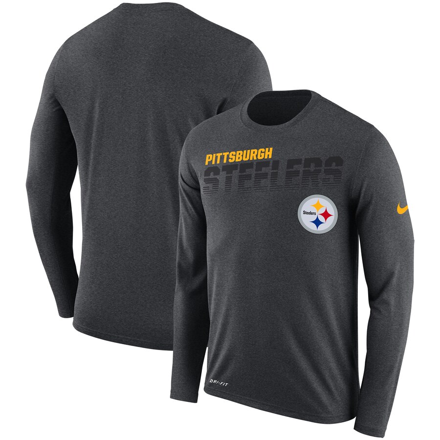 Pittsburgh Steelers Nike Sideline Line of Scrimmage Legend Performance Long Sleeve T Shirt Gray