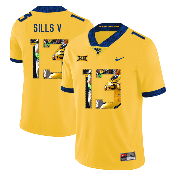 West Virginia Mountaineers 13 David Sills V Yellow Fashion College Football Jersey
