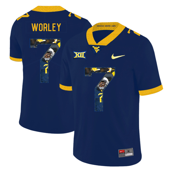 West Virginia Mountaineers 7 Daryl Worley Navy Fashion College Football Jersey