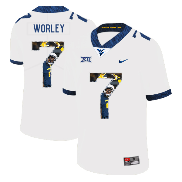 West Virginia Mountaineers 7 Daryl Worley White Fashion College Football Jersey - Click Image to Close