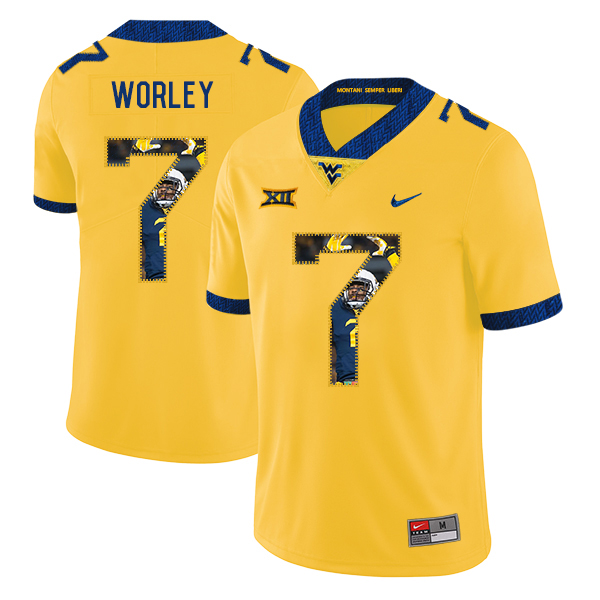West Virginia Mountaineers 7 Daryl Worley Yellow Fashion College Football Jersey