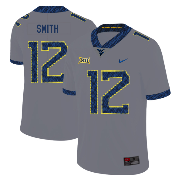 West Virginia Mountaineers 12 Geno Smith Gray College Football Jersey