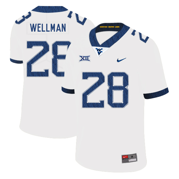 West Virginia Mountaineers 28 Elijah Wellman White College Football Jersey