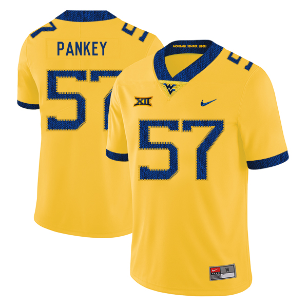 West Virginia Mountaineers 57 Adam Pankey Yellow College Football Jersey