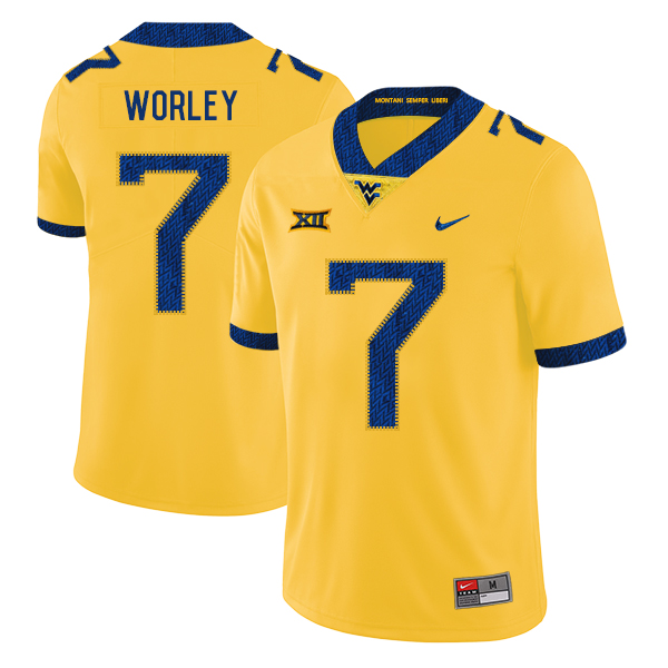 West Virginia Mountaineers 7 Daryl Worley Yellow College Football Jersey
