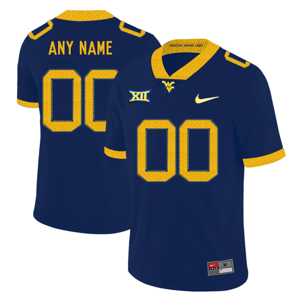West Virginia Mountaineers Customized Navy College Football Jersey