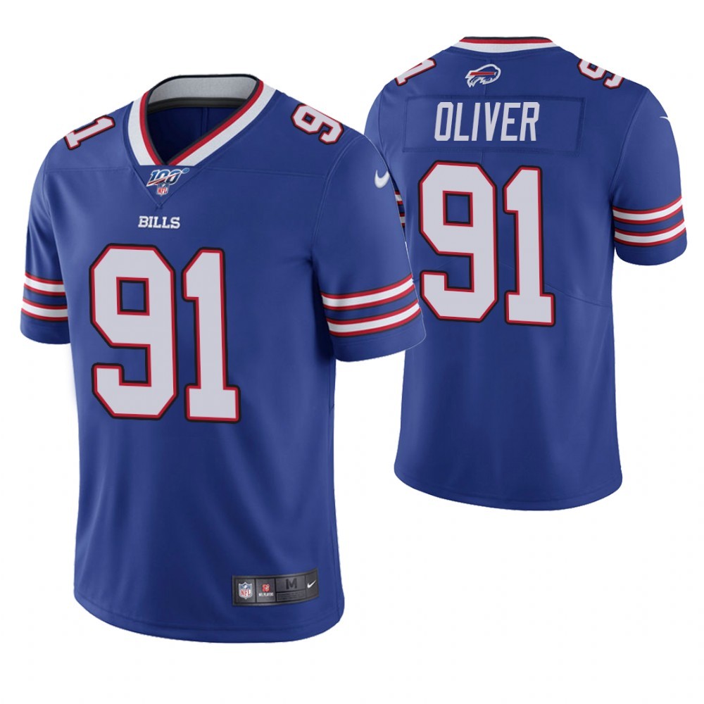 Nike Bills 91 Ed Oliver Royal 100th Season Vapor Untouchable Limited Jersey - Click Image to Close