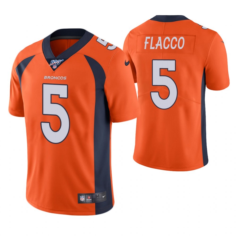 Nike Broncos 5 Joe Flacco Orange 100th Season Vapor Untouchable Limited Jersey - Click Image to Close