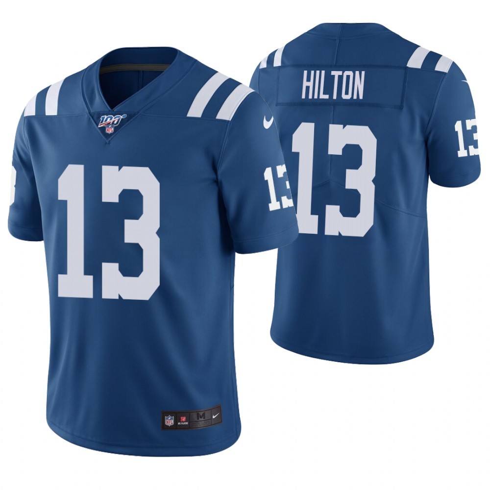 Nike Colts 13 T.Y. Hilton Blue 100th Season Vapor Untouchable Limited Jersey - Click Image to Close