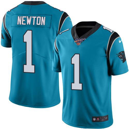 Nike Panthers 1 Cam Newton Blue 100th Season Vapor Untouchable Limited Jersey - Click Image to Close