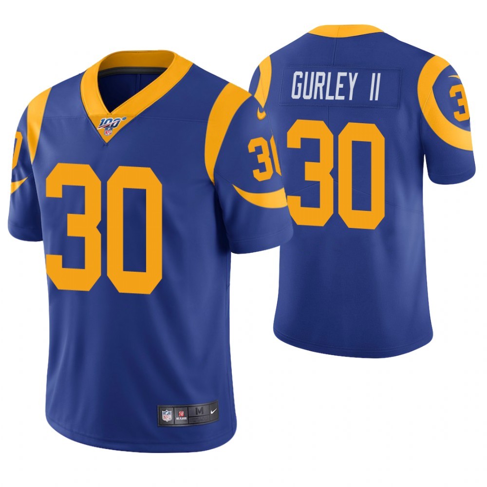 Nike Rams 30 Todd Gurley II Royal 100th Season Vapor Untouchable Limited Jersey - Click Image to Close