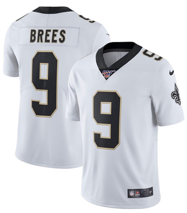 Nike Saints 9 Drew Brees White 100th Season Vapor Untouchable Limited Jersey - Click Image to Close