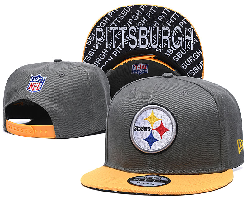 Steelers Team Logo Gray Yellow Adjustable Hat TX