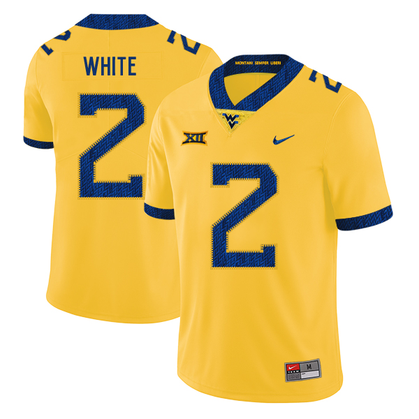 West Virginia Mountaineers 2 Ka'Raun White Yellow College Football Jersey - Click Image to Close