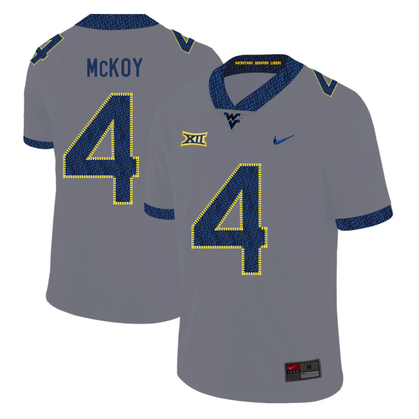 West Virginia Mountaineers 4 Kennedy McKoy Gray College Football Jersey