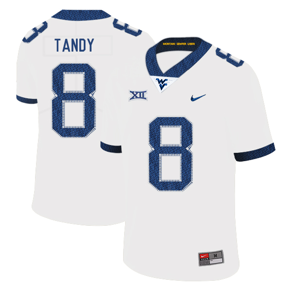 West Virginia Mountaineers 8 Keith Tandy White College Football Jersey