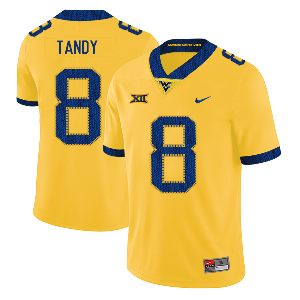 West Virginia Mountaineers 8 Keith Tandy Yellow College Football Jersey