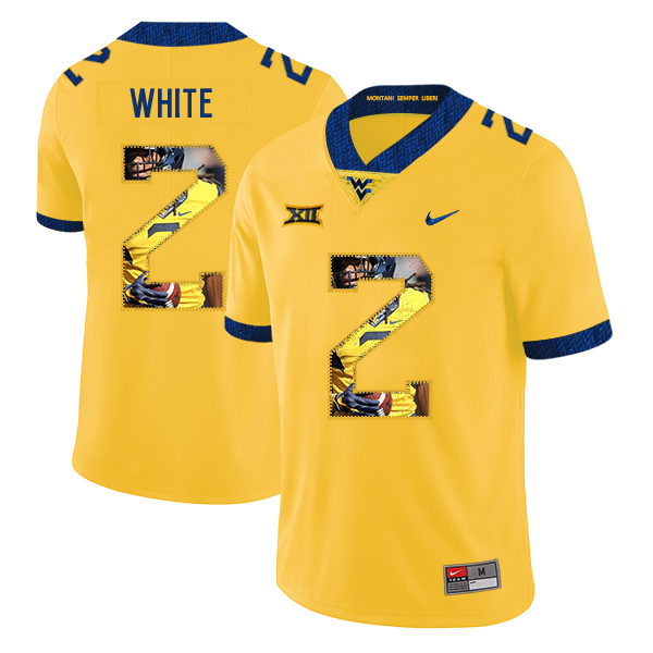 West Virginia Mountaineers 2 Ka'Raun White Yellow Fashion College Football Jersey