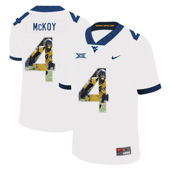 West Virginia Mountaineers 4 Kennedy McKoy White Fashion College Football Jersey
