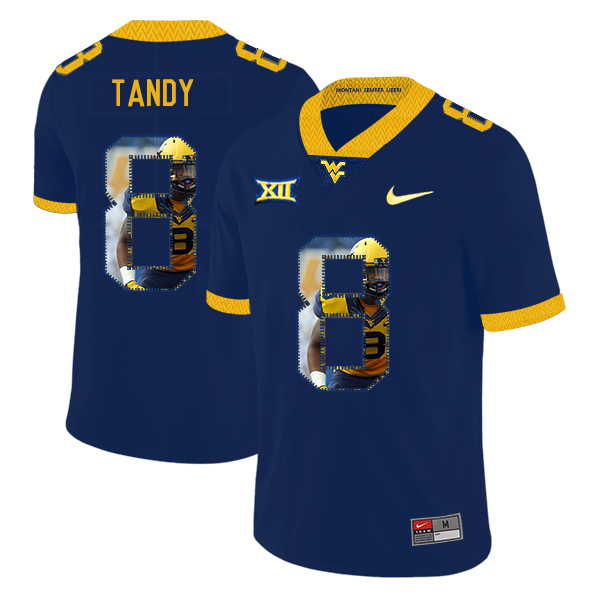 West Virginia Mountaineers 8 Keith Tandy Navy Fashion College Football Jersey