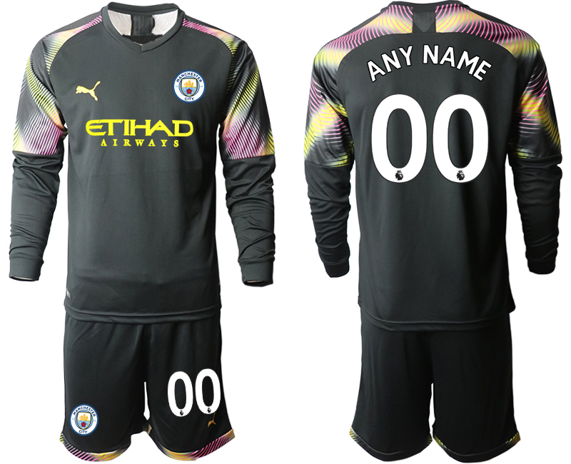 2019-20 Manchester City Customized Black Goalkeeper Long Sleeve Soccer Jersey