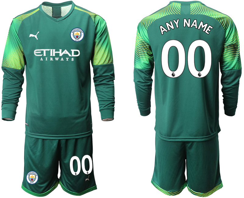 2019-20 Manchester City Customized Dark Green Goalkeeper Long Sleeve Soccer Jersey
