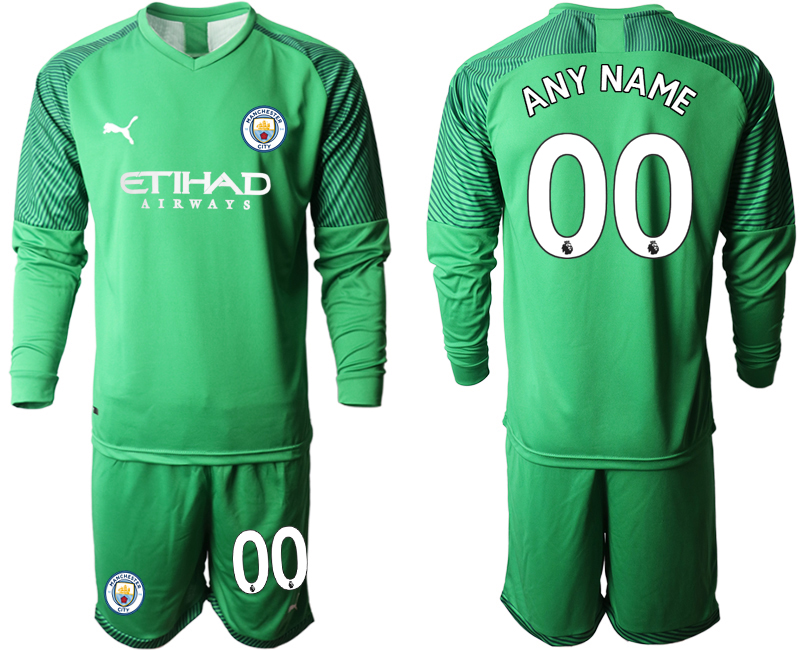 2019-20 Manchester City Customized Green Goalkeeper Long Sleeve Soccer Jersey