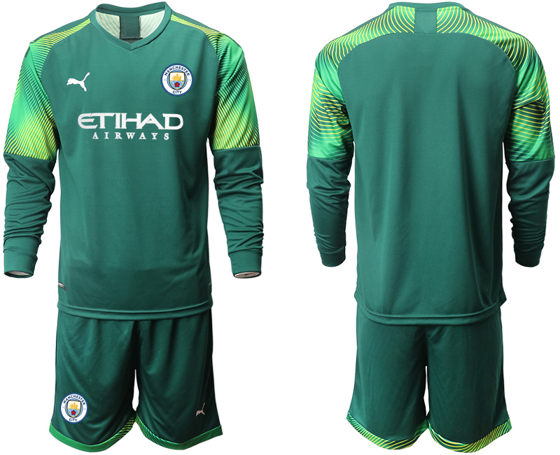 2019-20 Manchester City Dark Green Goalkeeper Long Sleeve Soccer Jersey