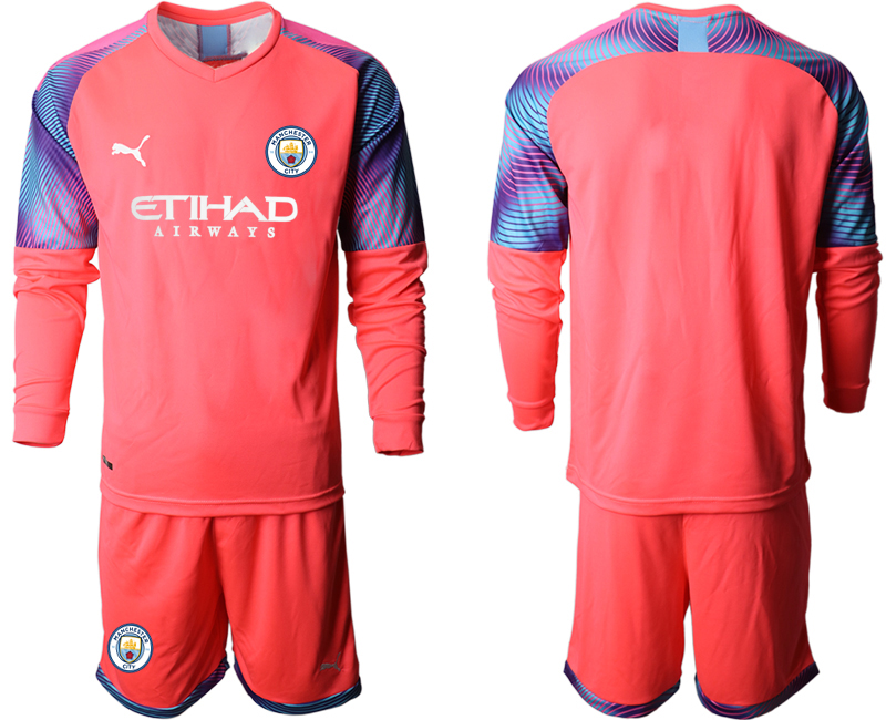 2019-20 Manchester City Pink Goalkeeper Long Sleeve Soccer Jersey