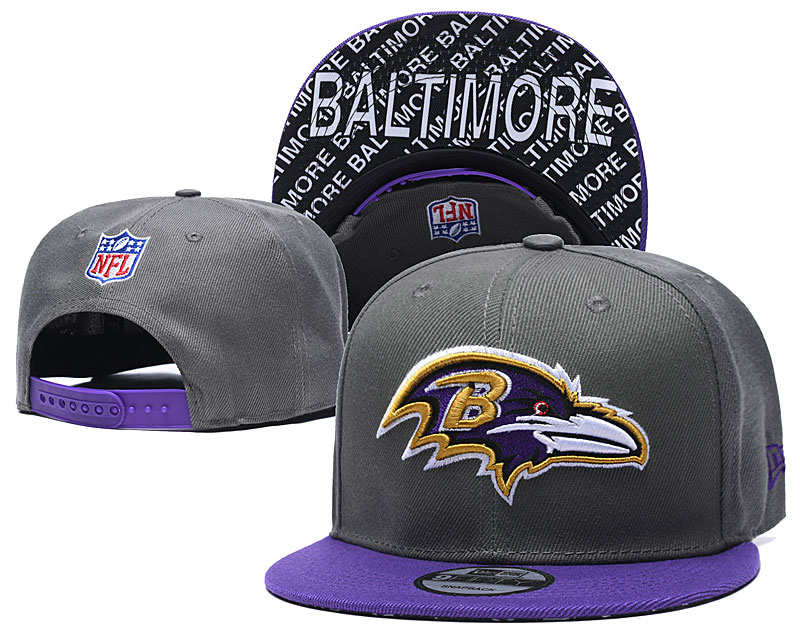 Ravens Team Logo Gray Purple Adjustable Hat TX