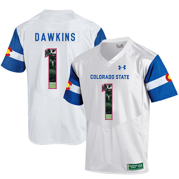 Colorado State Rams 1 Dalyn Dawkins White Fashion College Football Jersey