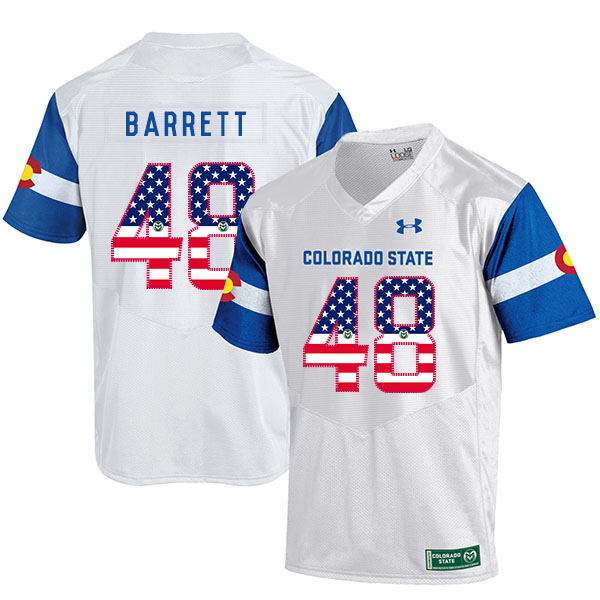 Colorado State Rams 48 Shaquil Barrett White USA Flag College Football Jersey